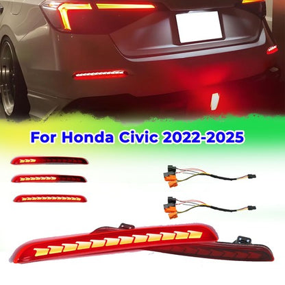 For Honda Civic Sedan 2022-2025 LED Rear Bumper Reflector Light Fog Lamps Red
