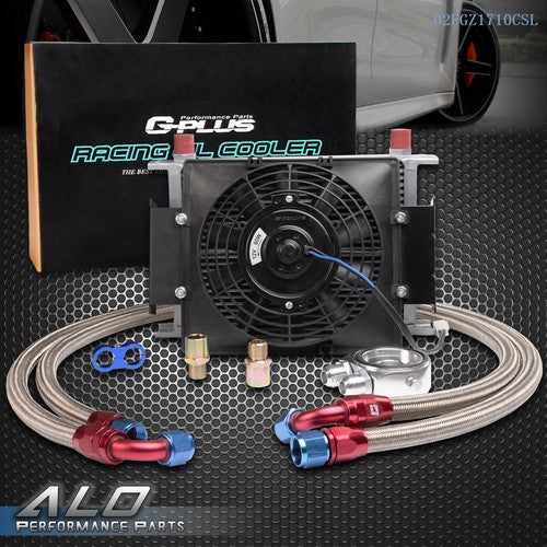 Solid Spare Universal 25 Row Aluminum Engine Oil Cooler + Filter Adapter Kit + 7" Fan New