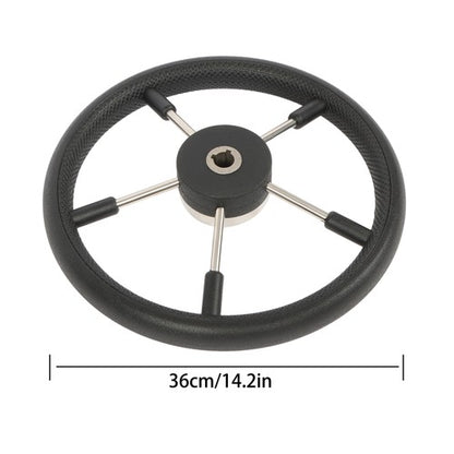 Solid Spare New Stainless Steel Yach Steering Wheel with PU Foam 5 Spoke 13-7/8 Inch?Black?