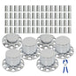 Solid Spare Chrome Hub Cover 33mm Lug Nut Wheel Axle Cover Thread-On Kit Semi Truck New