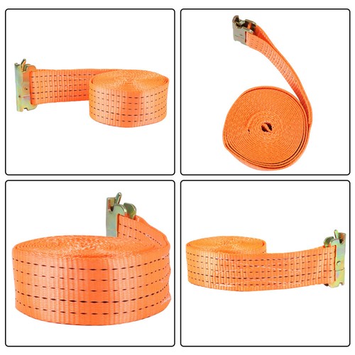 Solid Spare 4400 lbs 2" x 15' E-Track Ratchet Heavy Duty Straps Orange Tie Down Strap 8 Set