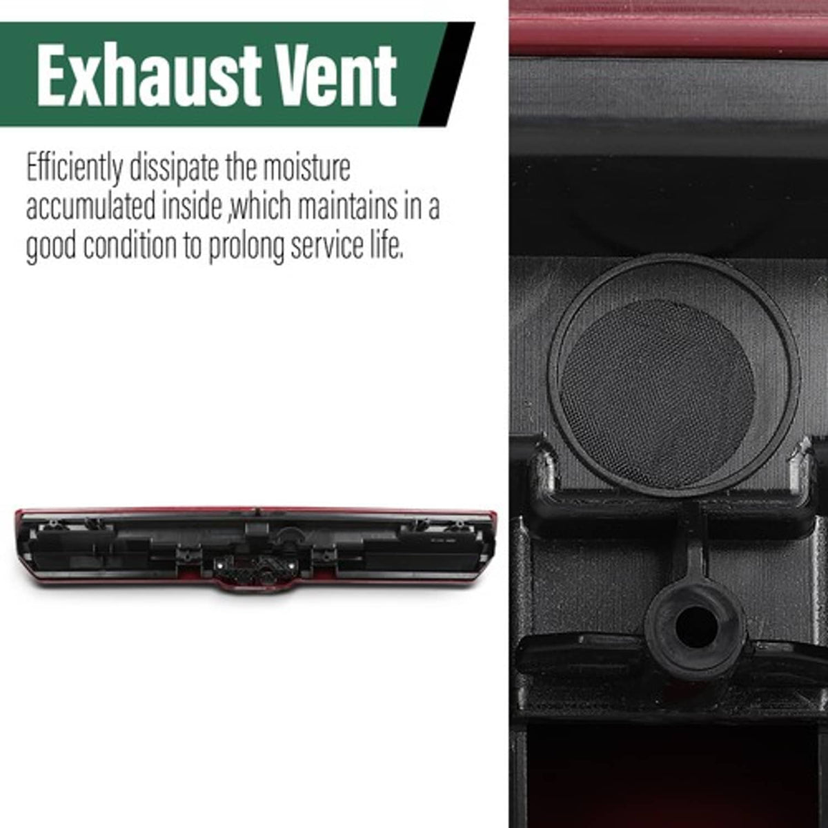 Solid Spare Fit For 2019-2025 Chevy Silverado GMC Sierra Third Brake Light w/ 2 Camera Holes