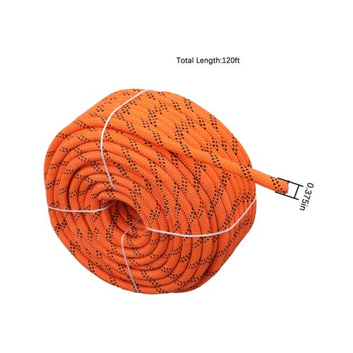 Solid Spare 3/8in X 120ft 48 Stranded Braided Rope Orange & Black 3430 Pounds