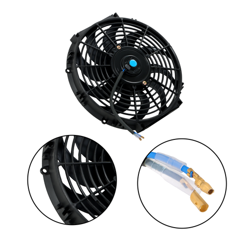 Solid Spare 2× 12" Electric Radiator Cooling Slim Fans Push Pull Mount Black For Universal