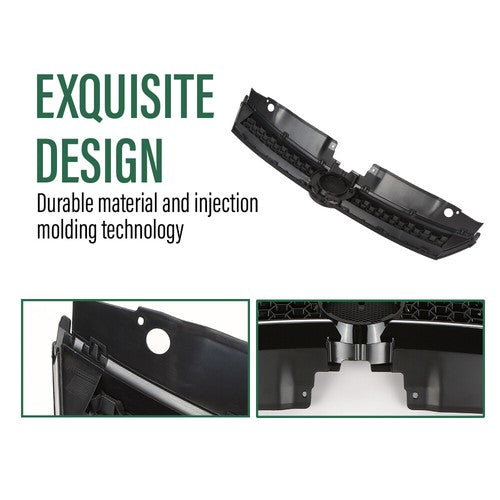 Solid Spare Fit For 2010-2014 VW Jetta Hex Front Bumper Upper Grille Grill w/ Chrome Trim