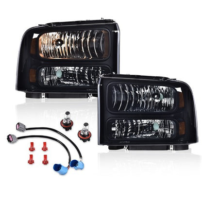 Solid Spare Fit For 99-04 Ford Super Duty Truck Excursion Headlights Conversion Kit W/ Bulb