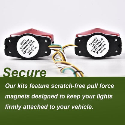 Solid Spare Magnetic Tow Light Trailer Truck Tail Break Turn Stop Towing LED Lights Kit 12v