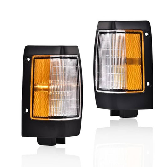 Solid Spare Fit For 90-97 Nissan D21 Pickup Black Parking Corner Side Marker Signal Lights