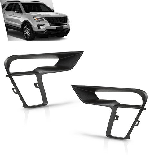 Solid Spare Front Bumper Fog Light Bezel Lamp Trim Left+Right Fit For 18-19 Ford Explorer