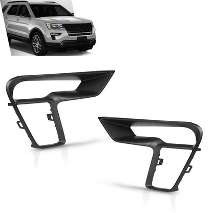 Solid Spare Front Bumper Fog Light Bezel Lamp Trim Left+Right Fit For 18-19 Ford Explorer