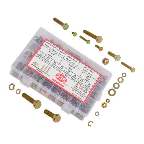 Solid Spare 236PCS Grade8.8 Metric Bolt and Nut Assortment,M6/M8 Heavy Duty Hex Head