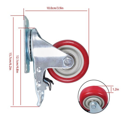 Solid Spare 3 Inch Industrial Heavy Duty Swivel Caster Wheels with Brake Set of 4 Safety
