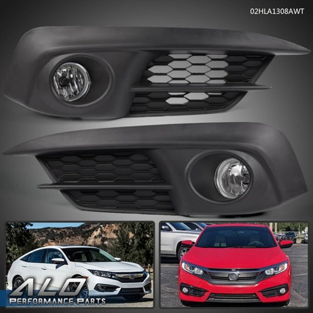 Solid Spare Fit For 16-18 Honda Civic Sedan Front Bumper Clear Lens Fog Light Lamps