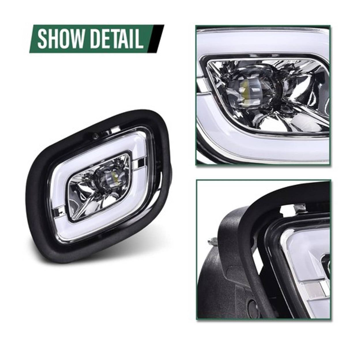 Solid Spare Fit For 08-17 Freightliner Cascadia Left+Right LED Fog Lights Bumper Lamps
