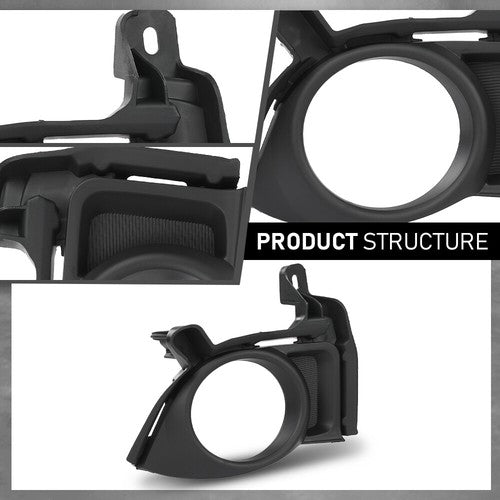 Solid Spare Fit For 2014 2015 2016 Toyota Highlander Front Bumper Fog Light Bezel Lamp Trim