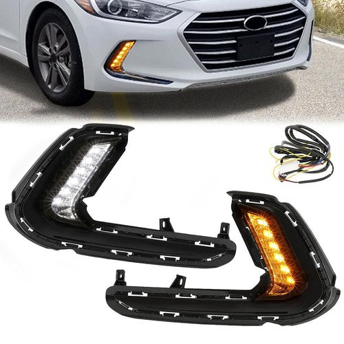 Solid Spare For 2016-2018 Hyundai Elantra 4DR Sedan LED Fog Lights Turn Signal DRL Lamps