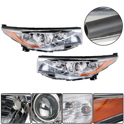 Solid Spare Left+Right Side Clear Front Headlights Headlamps For Toyota Highlander 2014-2016