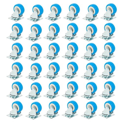 Solid Spare 36 Pack Caster Swivel Plate On Blue Polyurethane Wheels 2" Size Wheels No Brake