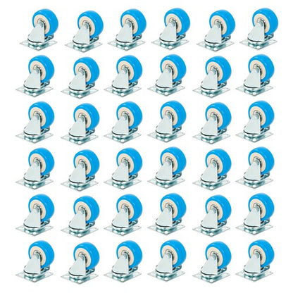 Solid Spare 36 Pack Caster Swivel Plate On Blue Polyurethane Wheels 2" Size Wheels No Brake