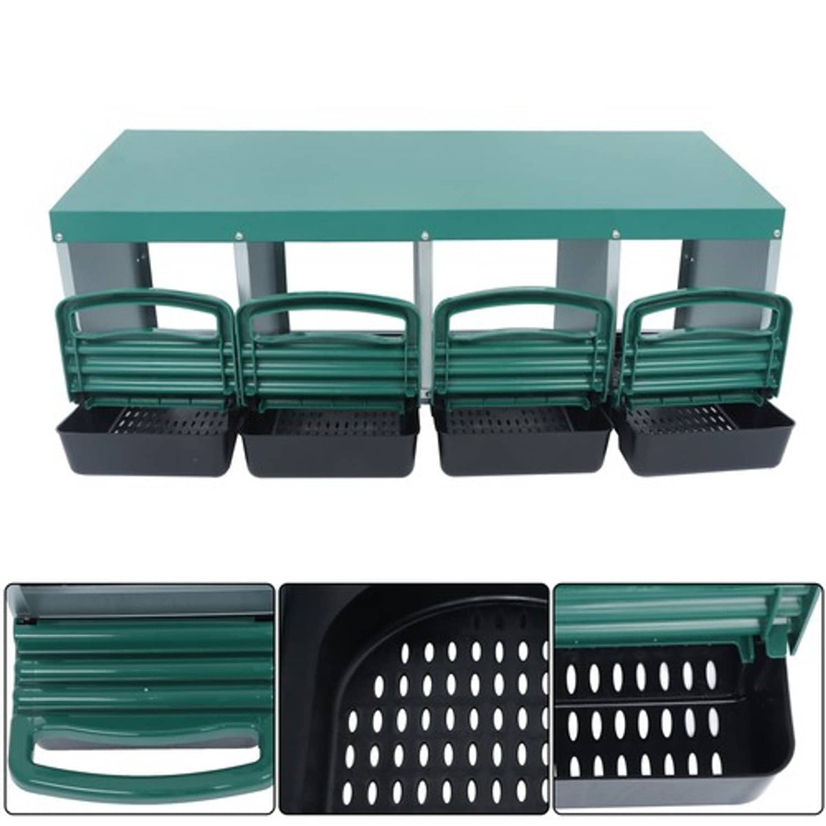 Solid Spare Chicken Nesting Boxes Metal Chicken Egg Laying Box with Perch 4 Hole