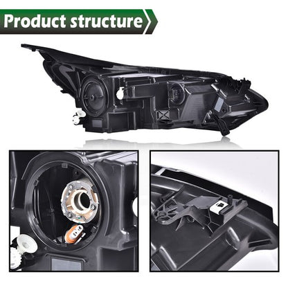 Solid Spare Fit For 2018-2021 Chevrolet Equinox Halogen Left Projector Headlights w/ LED DRL