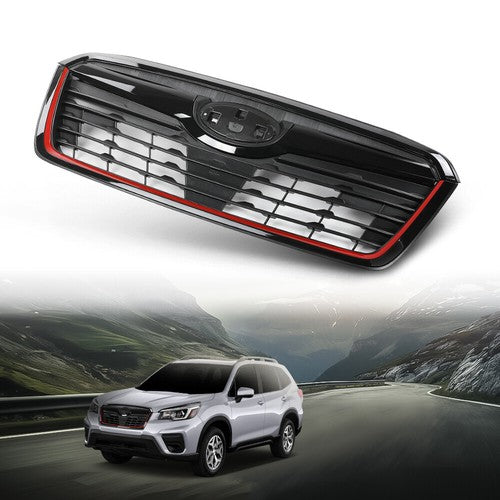 Solid Spare For 2019 2020 2021 Subaru Forester Sport Front Bumper Upper Grille w/Red Trim