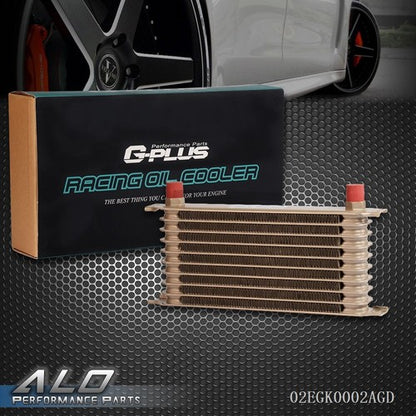 Solid Spare Universal 10 Row 10AN Full Aluminum Transmission Engine Oil Cooler Gold