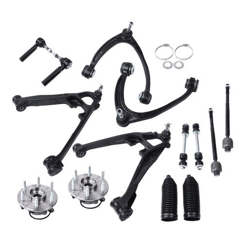 Solid Spare Front Upper Lower Control Arms Wheel Hub 4WD 14pc For GMC Sierra 1500 2007-2013