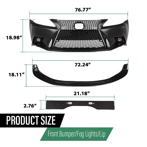 Solid Spare Front Bumper Body Conversion To 14+ F-Sport Fit For 06-13 Lexus IS250 IS350