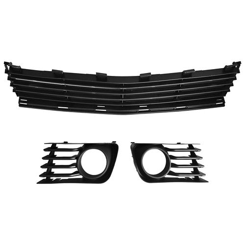 Front Lower Grille & Pair Fog Light Covers W/ Hole For Toyota Prius 2004-2009