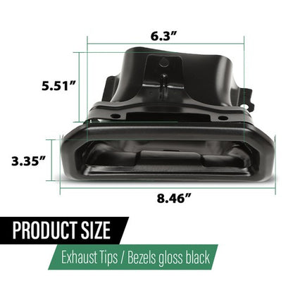 Solid Spare Fit For 19-2024 Chevy Silverado GMC Sierra 1500 Exhaust Tips Bezels Gloss Black