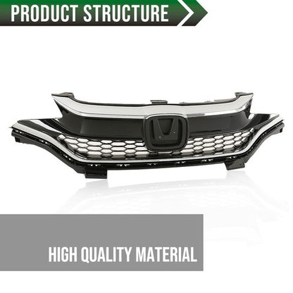 Solid Spare Fit For 2018-2020 Honda Fit Front Bumper Upper Honeycomb Grille w/ Chrome Trim