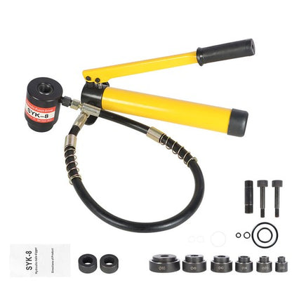 Solid Spare 10 Ton 1/2" to 2" Hydraulic Knockout Punch Driver Tool With 6 Dies Kit