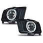 Solid Spare Fit For 2005-2009 Ford Mustang Black/Smoke LED DRL Halo Headlights Lamps Pair