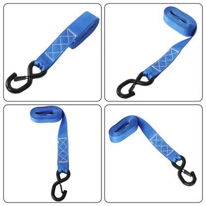 Solid Spare Ratchet Strap*4 Steel+Polyester Blue Fracture Strength 5208lbs 1.6in*8ft S Hooks
