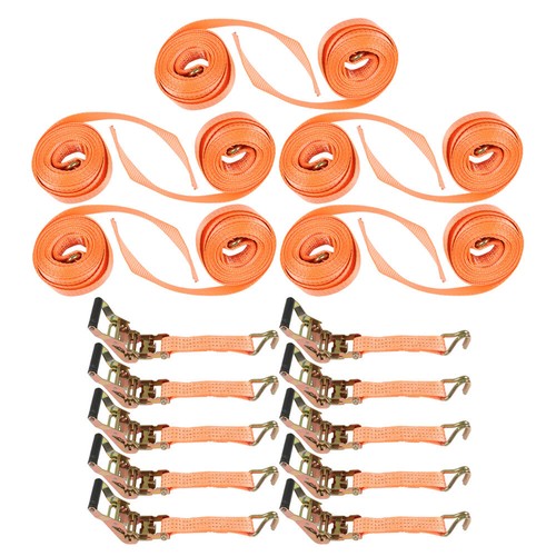 Solid Spare 10pc 1.5"x15' Ft Ratchet Tie Down Cargo Straps J Hooks Heavy Duty Tie Downs NEW