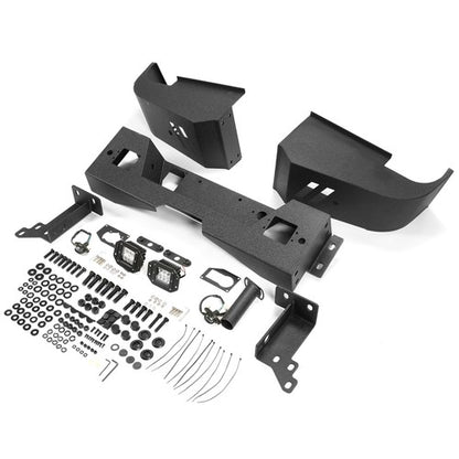 Solid Spare Fits 2015-2019 GMC Sierra 2500HD/3500HD Black Steel Rear Bumper with LED lights