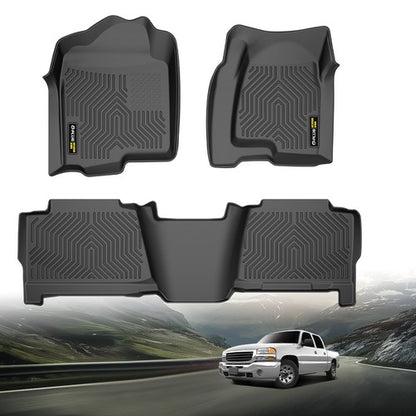 Solid Spare Floor Mats Fit For 1999-2006 Chevy Silverado/GMC Sierra Crew Cab TPE Liners