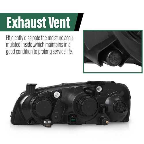 Solid Spare Fit For 2004-2006 Hyundai Elantra Clear/Black Headlights Assembly Left+Right