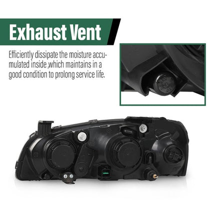 Solid Spare Fit For 2004-2006 Hyundai Elantra Clear/Black Headlights Assembly Left+Right