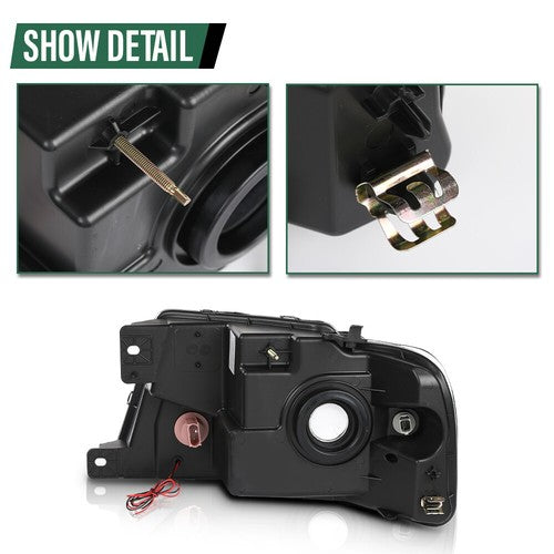 Solid Spare Fit For 2004-2008 Ford F150 Lincoln Mark LT Clear/Chrome LED Tube Headlights