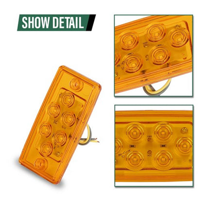Solid Spare Rectangle Truck Roof Light with Gasket, 6 LED Waterproof Amber Cab Marker Lights
