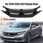 Fit 2019-21 Honda Civic Sedan Matte Mesh Front Bumper Glossy Black Grille Grill
