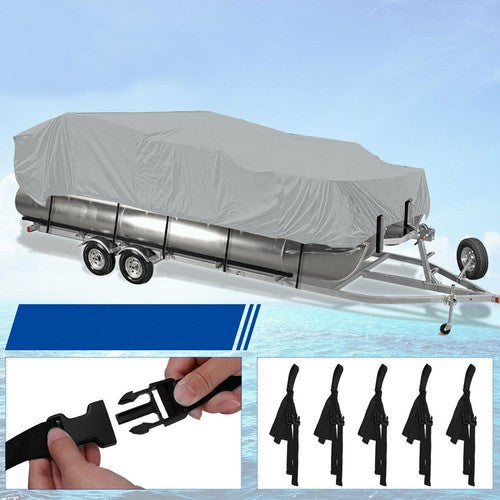 Solid Spare Waterproof 21-24ft Boat Cover Trailerable Pontoon Dust Resistant Gray
