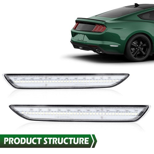 Solid Spare Fit For 2015-2022 Ford Mustang LED Rear Side Marker Lights Clear Left+Right