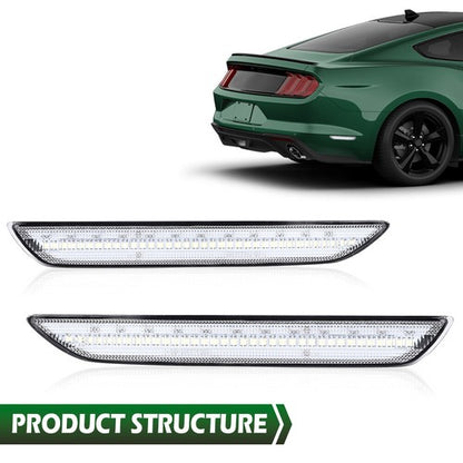 Solid Spare Fit For 2015-2022 Ford Mustang LED Rear Side Marker Lights Clear Left+Right