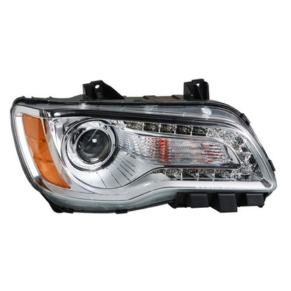 Solid Spare Single Right Side For Chrysler 300 2011-2014 Headlight Chrome Halogen Clear Lens