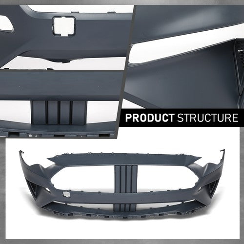 Solid Spare Front Bumper Cover Fascia Fit For 2018-2021 Ford Mustang With Tow Hook Hole