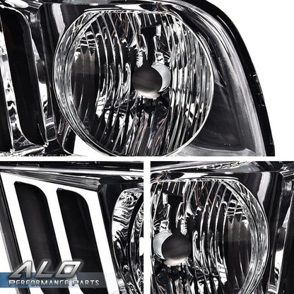 Solid Spare Fit For 2005-2009 Ford Mustang Left & Right Clear/Chrome Headlights Replacement