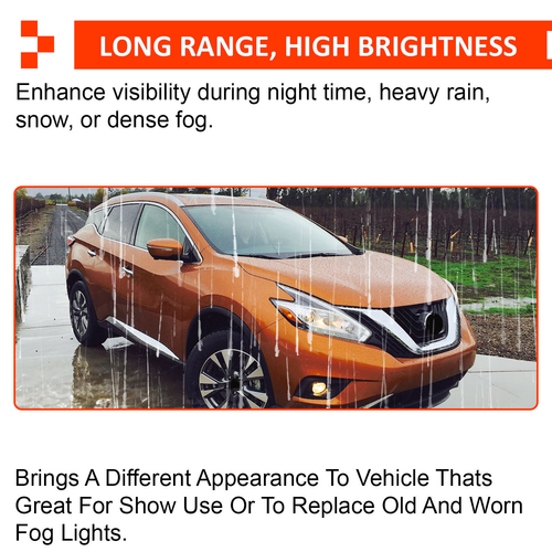 For 2015-2018 Nissan Murano Fog Lights Lamps Pair Clear Lens w/Switch/Harness